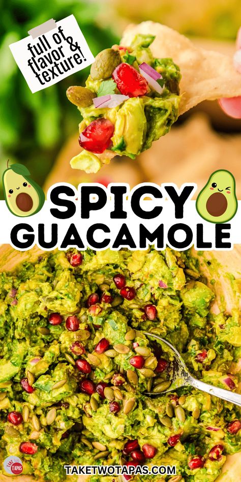 Homemade Spicy Guacamole Recipe Spicy Guacamole Recipe, Pomegranate Guacamole, Spicy Guacamole, Side Dish Recipes Easy, Amazing Appetizers, Tailgate Food, Spanish Rice, Guacamole Recipe, Broccoli Salad