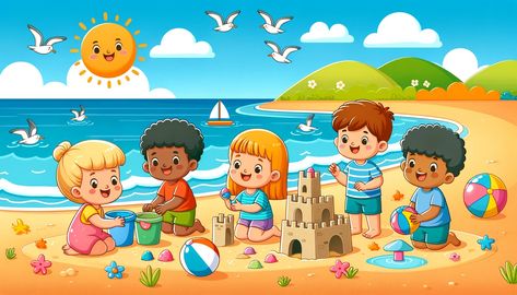 Engage your preschoolers with these fun Beach Songs for Preschoolers. Perfect for singing along and learning about the Beach! Beach Songs For Preschool, Boat Songs For Preschool, Ocean Songs For Toddlers, Beach House Take Care Song, Beach/ocean Preschool Activities, Beach Songs, Beach Cartoon, Picture Composition, English Learning Books