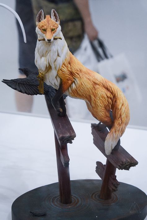 Kitsune Statue, Fox Sculpture, Canine Art, Anime Pixel Art, Demon Art, Ceramic Figures, Fox Art, Clay Art Projects, Clay Figures