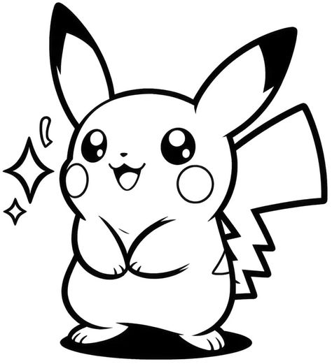 Pikachu Coloring Pages - 46 New Coloring Sheets for Fans Pikachu Black And White, Silhouette Cameo Projects Beginner, Pikachu Coloring, Pikachu Coloring Page, Pikachu Drawing, Coloring Pages Inspirational, Kids Animals, Projets Cricut, Cute Pikachu