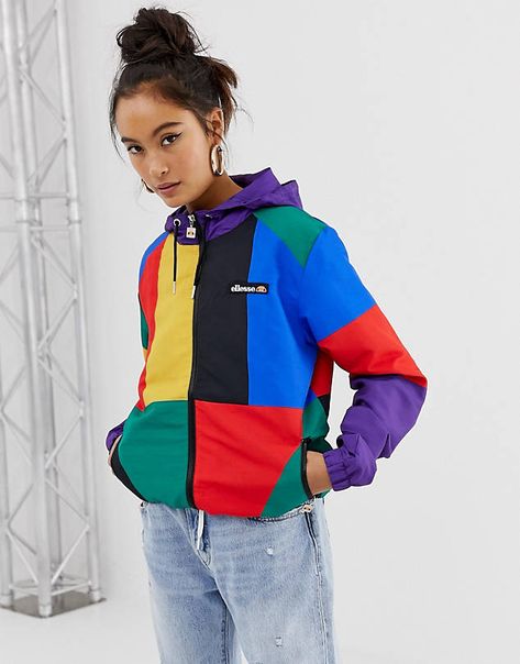 Winter Comfy Outfits, Ellesse Jacket, Color Block Hoodie, Nike Pro Women, Color Block Jacket, Striped Jacket, Mode Online, Colour Block, Casual Fall