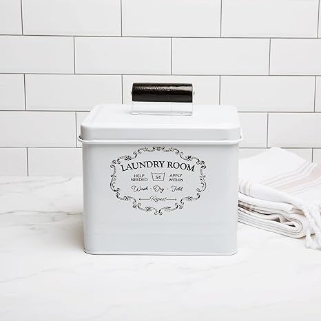 Nine Royal Laundry Detergent Container - Dryer Sheet Holder- Laundry Room Storage Box- Farmhouse Laundry Room Decor, Vintage Style - Metal Bin with Retro Lettering sign, Distressed Finish Farmhouse Laundry Room Decor, Laundry Detergent Container, Detergent Container, Retro Lettering, Laundry Detergent Sheets, Dryer Sheet, Room Decor Vintage, Laundry Pods, Farmhouse Laundry