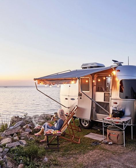 Ocracoke Lighthouse, Airstream Bambi, Cozy Camping, Airstream Campers, Cape Hatteras National Seashore, Camping Van, Rv Road Trip, Ocracoke Island, Van Camping