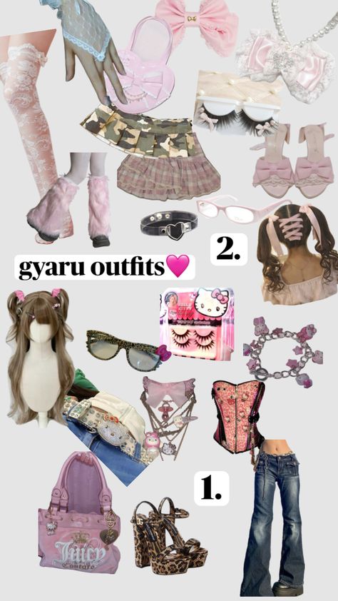 wich outfit is your fav?😍💋 #gyaru#hellokitty Ganguro Gyaru Outfit, Ganguro Gyaru, Gyaru Outfits, Gyaru Outfit, Minimalist Wardrobe, Basic Outfits, Outfit Style, Diva, Hello Kitty