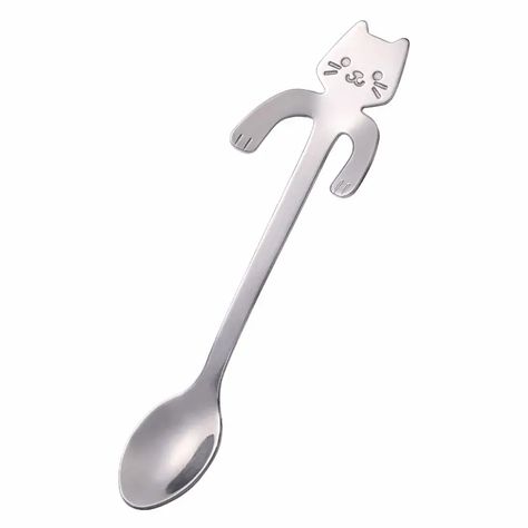 Aesthetic Room Decor Stainless Steel Mini Spoons - Temu Cat Spoon, Gatto Carino, Ice Cream Treats, Afternoon Tea Parties, Tee Set, Tableware Collection, Coffee Spoon, Silver Spoons, Cat Coffee