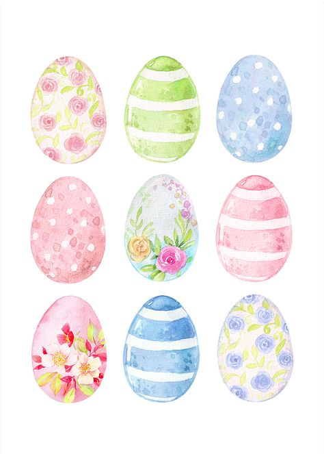 Watercolor Easter Eggs, Easter Egg Printable, Creative Easter Eggs, Easter Crafts For Adults, Easter Wall Decor, Easter Wood Crafts, Easter Egg Art, Cute Bunnies, Cottage Market