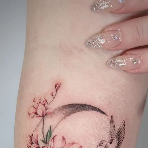 Blossom Tattoo, Cherry Blossom Tattoo, December 22, Birds Tattoo, Moon Tattoo, Life Tattoos, Hummingbirds, Tattoo Style, Cherry Blossoms