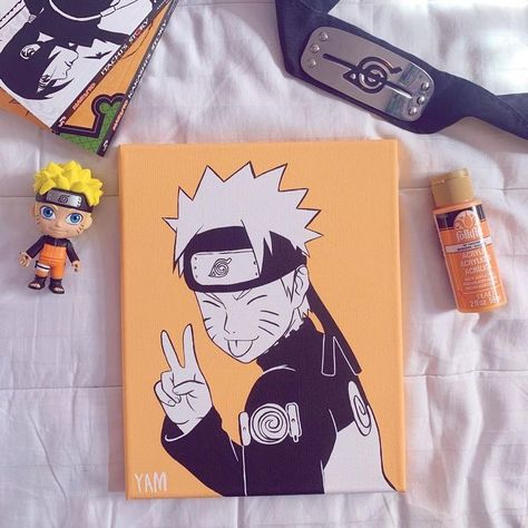 Mini Anime Painting, Naruto Canvas Painting Easy, Naruto Painting Ideas, Naruto Painting Ideas On Canvas, Dbz Painting, Naruto Canvas Painting, Anime Paintings Canvases, Naruto Canvas, Anime Canvas Painting