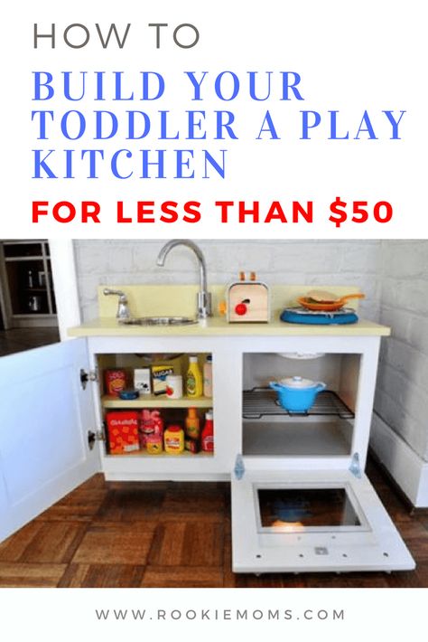 Diy Wood Play Kitchen, Diy Kitchen Set For Kids, Diy Gifts For Parents, Kitchen For Toddlers, Toddler Play Kitchen, Family Daycare, Diy Kids Kitchen, Cardboard Playhouse, Toddler Kitchen