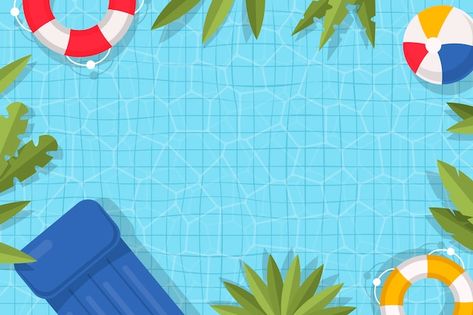 Free vector flat design swimming pool ba... | Free Vector #Freepik #freevector #summer-pool #summer-heat #pool-background #heat Swimming Backgrounds, Swimming Wallpaper, Swimming Pool Background, Setup Ba, Swimming Cartoon, Pool Background, Festa Pool Party, Summer Frame, Summer Graphics