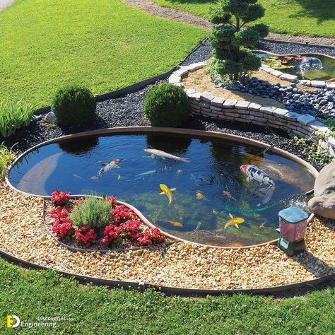 32 Small Pond Design Ideas For Gardens With Waterfalls - Engineering Discoveries  32 Small Pond Design Ideas For Gardens With Waterfalls Garden Ponds Ideas, Ponds Ideas, Small Fish Pond, Small Backyard Ponds, Diy Ponds Backyard, Koi Pond Design, Kolam Koi, Fish Pond Gardens, Taman Air