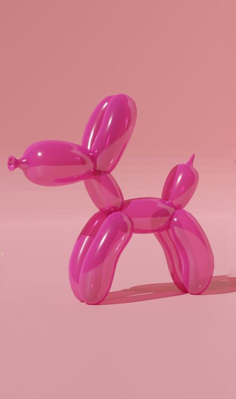 Pink balloon dog on a less saturated pink background Cute Pink Background, Plastic Art, Drawing Prompt, Collage Illustration, Balloon Dog, Dog Wallpaper, Balloon Animals, Pink Plastic, Pink Dog