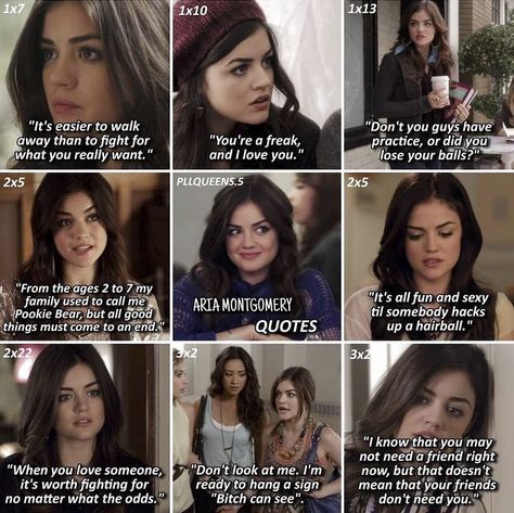 Aria Montgomery Aesthetic, Pll Aesthetic, Pll Quotes, Pll Memes, Pll Funny, Pretty Little Liars Quotes, Iconic Quotes, Ending Quotes, Aria Montgomery