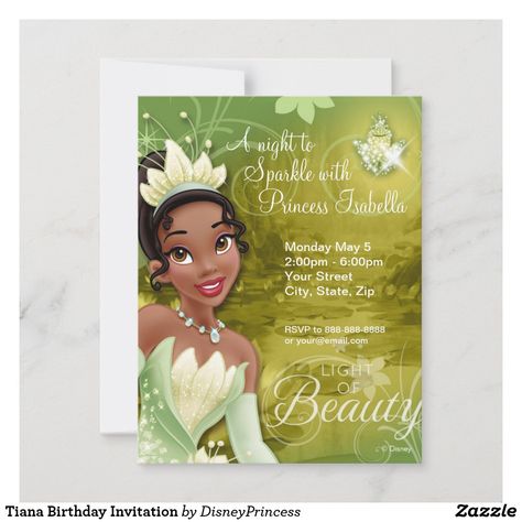 Princess Tiana Birthday Party, Disney Princess Invitations, Tiana Birthday Party, Tiana Disney, Disney Princess Tiana, Princess Birthday Invitations, Princess Invitations, 31st Birthday, Disney Invitations