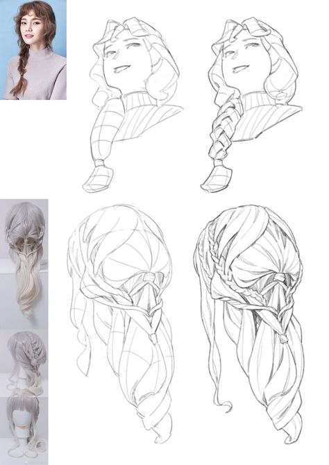 Hair References Drawing, Pelo Anime, Drawing Hair Tutorial, 얼굴 드로잉, Hair Sketch, Anatomy Sketches, Sketches Tutorial, 캐릭터 드로잉, Figure Drawing Reference