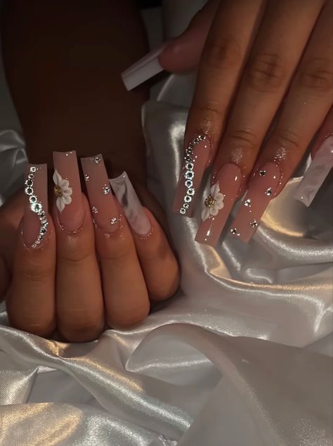 Quinceanera Nails, Drip Nails, Nails Now, Girly Acrylic Nails, Glow Nails, French Acrylic Nails, Long Acrylic Nails Coffin, Acrylic Nails Coffin Pink, Long Square Acrylic Nails