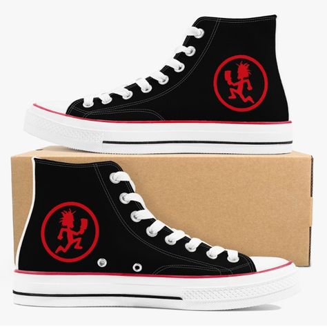 You can step up your style at My Urban House with our exclusive Hatchet Man Collection! 🤡🔪 Check out our high-top canvas shoes, leather sneakers, and ceramic Christmas ornaments. Perfect for Juggalos and Juggalettes! #InsaneClownPosse #Juggalo #JuggaloChristmas #ExclusiveCollection  #Myurbanhouse #eBayStore Mcr Shoes, Spider Man Shoes Converse, Spiderman Converse High Tops, Beetlejuice Painted Shoes, Beetlejuice Converse, Hatchet Man, Womens High Top Shoes, Gothic Choker Necklace, Urban House