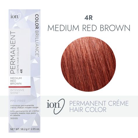 ion Color Brilliance Permanent Creme Hair Color utilizes pure ionic micro pigments for deeper, more intense color. Ion 4R Medium Red Brown Permanent Creme Hair Color | Red | 2.05 oz. | Sally Beauty Ion Hair Colors, Red Brown Hair Color, Ion Color Brilliance, Face Nails, Hair Relaxers, 2023 Hair, Color Conditioner, Red To Blonde, Strengthen Hair