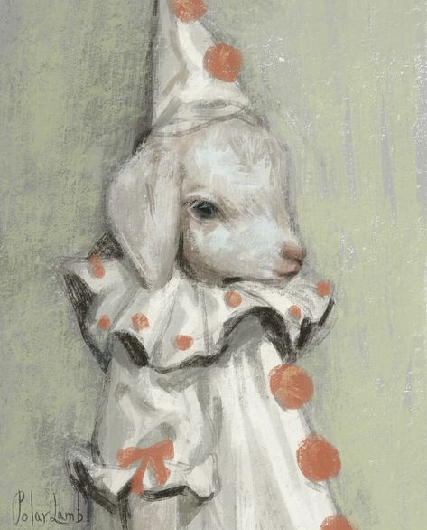 Lamb Drawing, Arte Peculiar, Circus Clown, Cute Paintings, Creepy Art, Weird Art, Creepy Cute, Drawing Inspo, Funky Art