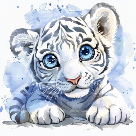 Cartoon Baby White Bengal Tiger Big Cat Watercolor Art Printable High Quality JPG Papercraft Junk Journal Scrapbooking Digital Download On Etsy: dreamweavecraftery.etsy.com #baby #cute #cartoon #watercolor #clipart #art #papercraft #designing #craft #junkjournal #printable #download #cat #animal #tiger #whitebengal #white #bengal #bigcat Tiger Painting Acrylic, Tiger Watercolor Painting, Art Papercraft, Snow Tiger, Baby Tattoo Designs, Tiger Poster, Tiger Drawing, Cat Watercolor, Tiger Wallpaper