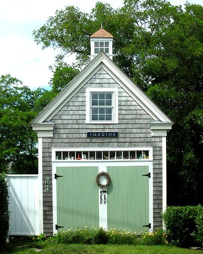 Bob Staake's Studio in Chatham, Cape Cod, Massachusetts | Flickr Garage Plans With Loft, Chatham Cape Cod, Carriage House Garage, Pool Shed, Garage Guest House, Carriage House Plans, Garage Style, Garage Addition, Garage Apartments