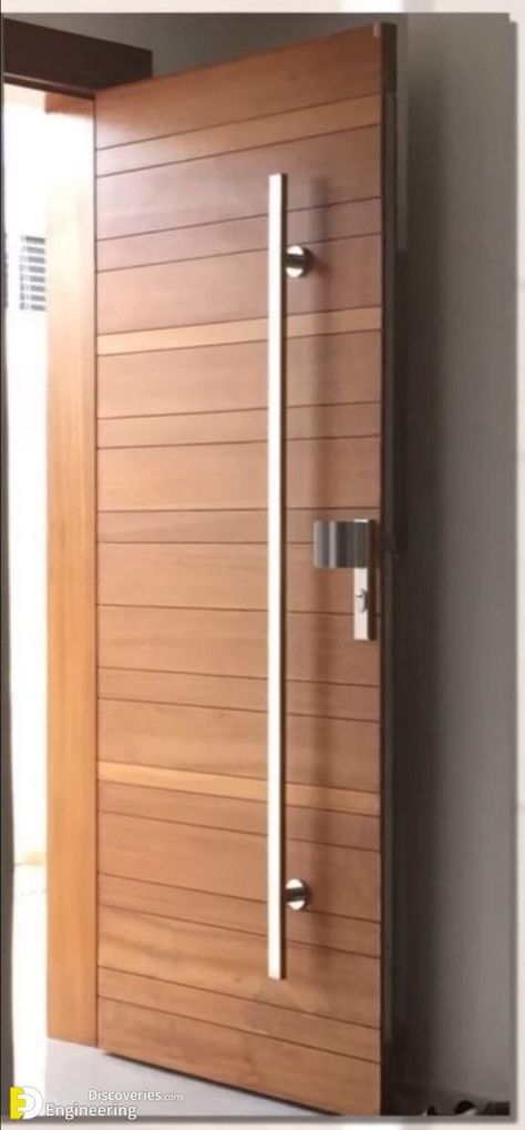 35 Most Beautiful Wooden Door Design Shapes - Engineering Discoveries Pintu Interior, Wooden Door Entrance, Flush Door Design, Modern Wooden Doors, Modern Exterior Doors, Single Door Design, House Main Door Design, Main Entrance Door Design, Front Door Design Wood