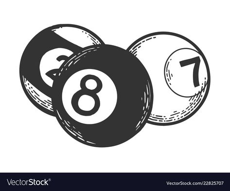 Pool Balls Tattoo, Pool Ball Tattoo Ideas, Pool Table Tattoo Ideas, Pool Stick Tattoo, Pool Ball Drawing, 8 Ball Sketch, Billiard Drawing, Pool Tattoo Ideas, Billiard Tattoo