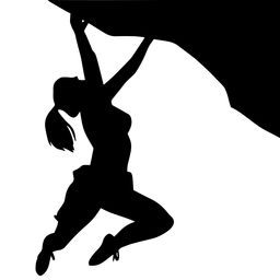 Woman hanging on cliff silhouette Hanging Off A Cliff Drawing, Cliff Silhouette, Adventure Silhouette, Climbing Silhouette, Hiking Silhouette, Woman Climbing, Climbing Art, Bubble Drawing, Woman Hiking