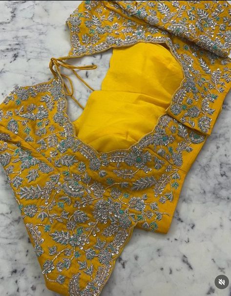 Yellow Color Blouse Designs, Lemon Yellow Maggam Work Blouses, Yellow Maggam Work Blouses, Red Blouse Design, Maggam Blouses, Maggam Blouse, Blouse Works, Latest Bridal Blouse Designs, Cape Fashion