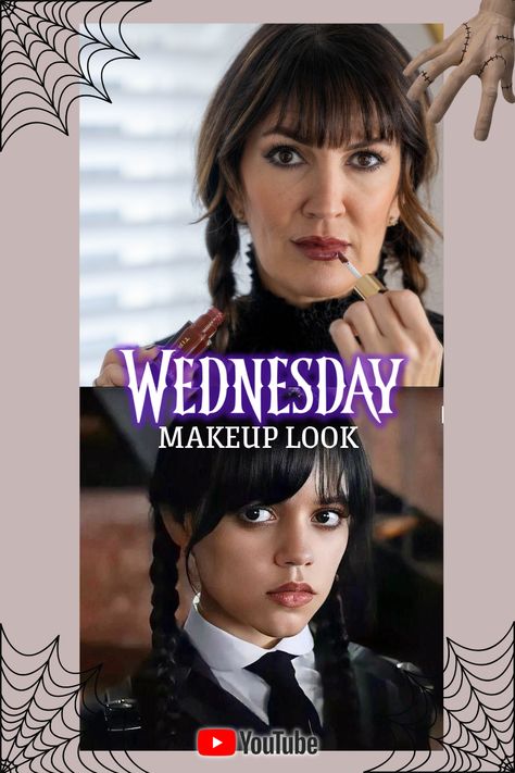 The Netflix show Wednesday is so much fun to watch. Also, recreating Wednesday's makeup look is so much fun as well. Jenna Ortega's makeup look from Wednesday, but also something you could actually wear out and about. #WednesdayMakeup #WednesdayAddams Wednesday Addams Makeup Tutorial, Wednesday Makeup Tutorial, Wednesday Make Up, Wednesday Makeup Look, Addams Family Makeup, Wednesday Makeup, Addams Makeup, Wednesday Addams Makeup, Wednesday Jenna