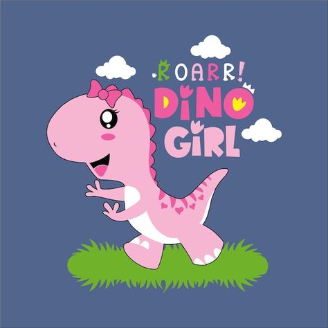 Vector free template design dino girl | Premium Vector #Freepik #vector #baby-dino #baby-dinosaur #cute-dino #baby-animals Dino Kartun, Dino Bebe, Book Cartoon, Cute Dino, Baby Dinosaur, Templates Free Design, Baby Dino, Cover Book, Logo Banners