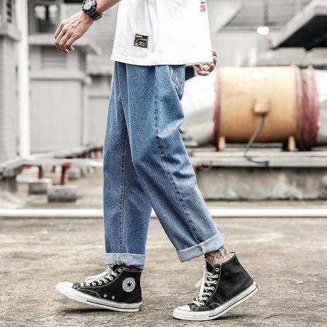 Vintage Wash Jeans, 90s Baggy, Jeans For Men, Loose Jeans, Streetwear Men Outfits, Loose Pants, Ankle Length Pants, Fashion Mens, Washed Jeans