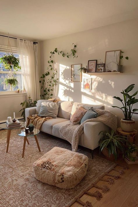 [PaidAd] 51 Best Layout Ideas For Small Apartment Living Rooms Tricks You Need To See This Fall #layoutideasforsmallapartmentlivingrooms Earthy Living Room, Dream Apartment Decor, Inspire Me Home Decor, Apartment Decor Inspiration, Decoration Inspiration, Apartment Inspiration, Cozy Apartment, Boho Living Room, Living Room Inspo