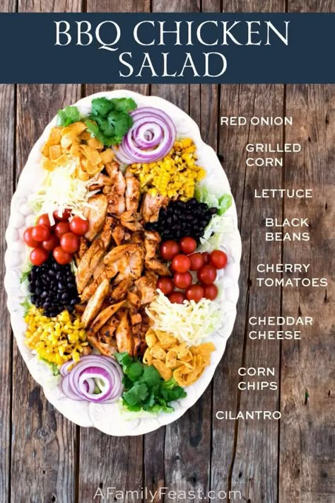 Bbq Chicken Salad Recipe, Outdoor Recipes, Chicken Grilled, Bbq Chicken Salad, Grilled Bbq Chicken, Chicken Salad Recipe, Salad Pasta, Big Salad, Bbq Sauce Homemade