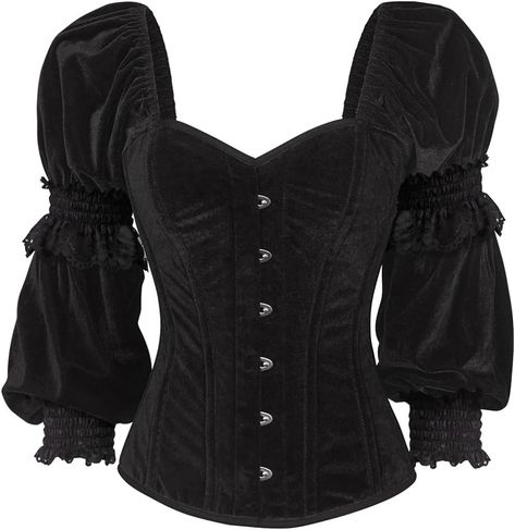 Daisy corsets Womens Top Drawer Black Velvet Steel Boned Long Sleeve Corset, Black, 3X : Amazon.co.uk: Fashion Maroon Corset, Long Sleeve Corset, Corsets Vintage, Green Corset, Velvet Corset, Angel Outfit, Blue Corset, Steampunk Corset, Steel Boned Corsets