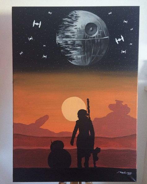 Easy Star Wars Painting Ideas, Starwars Painting Acrylic, Starwars Painting Ideas On Canvas, Star Wars Painting Easy Canvas, Starwars Paintings Easy, Simple Star Wars Painting, Starwars Canvas Painting, Star Wars Painting Easy, Starwars Drawings