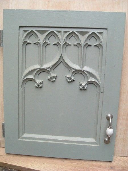 Gothic Kitchen Cabinets, Gothic Moulding, Gothic Cabinets, Unique Cabinet Doors, Gothic Kitchen, Gothic Pattern, Tudor Style, Gothic Decor, Wood Doors Interior