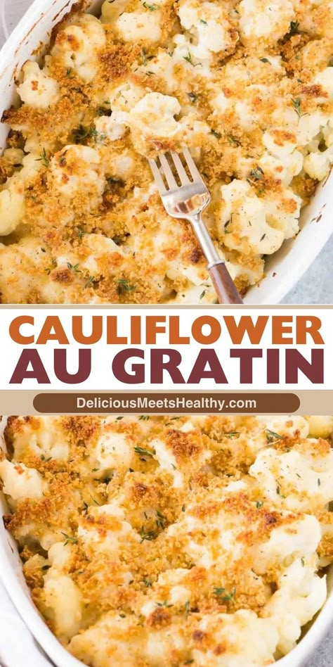 Need a quick and delicious side for Thanksgiving? This cauliflower au gratin is the perfect dish! Creamy, cheesy, and ready in no time – ideal for any holiday dinner. Cauliflower Thanksgiving Recipes, Thanksgiving Cauliflower Recipes, Thanksgiving Cauliflower, Cauliflower Au Gratin, Side Dish For Thanksgiving, Best Vegetable Recipes, Vegetable Casserole Recipes, Au Gratin Recipes, Cauliflower Gratin