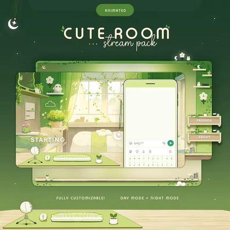 This adorable animated stream overlay is perfect for streamers who want to create a cozy and inviting atmosphere for their viewers. With its cute animated room and day & night mode, this overlay is sure to put a smile on your viewers' Static Overlay, Twitch Streaming Setup, Desktop Themes, Scene Wallpaper, Streaming Setup, Cute Room, Stream Overlay, Night Mode, Cozy Day