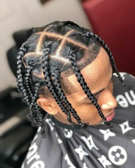 Embrace Bold Braids: Top Men's Plaited Hairstyles Trending in 2024 | Standout Fashion Back To School Hairstyles Men, Men's Hairstyles Long, Trending Braided Hairstyles, Plaited Hairstyles, Cornrows Men, Box Braids Men, Mens Twists Hairstyles, Natural Hair Men, Plait Braid