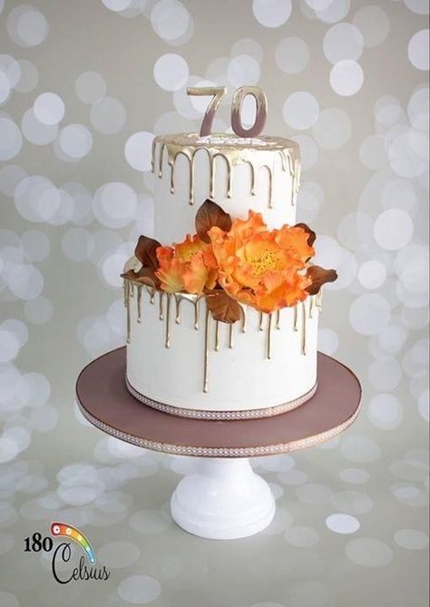 70 Years Loved by Joonie Tan Birthday Cake 75 Year Old, Birthday Cake For 70 Year Old Women, Gold 70th Birthday Cake, Cake Design For 70 Years Old Woman, 70tg Birthday Cake, Fall Birthday Cakes, Birthday Cake For Women Simple, 75 Birthday Cake, Metallic Cake