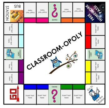 Classroom-opoly: Create your Own Version of Monopoly for t School Board Game Project, Monopoly School Theme, Game Classroom Theme, Monopoly Classroom, Attendance Board Ideas, Make Your Own Monopoly, Monopoly Game Board, Ice Breaker Games For Adults, Monopoly Theme