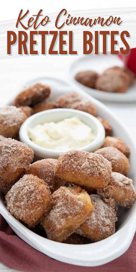 A white oval try piled up with cinnamon dusted keto pretzel bites. Keto Pretzel Bites, Cinnamon Pretzel Bites, Cinnamon Pretzel, Low Sugar Diet Recipes, Fathead Dough, Healthy Low Carb Snacks, Keto Cinnamon, Low Carb Low Fat Recipes, Diet Recipes Easy