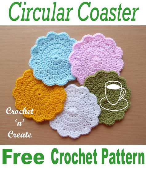 Round coaster free crochet pattern, edged with shells. CLICK and scroll down for the pattern. | #crochetcoasters #crochetforthehome #crochetncreate #crochet #howto #crochetpattern #freecrochetpattern #easypattern #freepattern #forbeginners #diy #crafts #crochetaddict #followforcrochet Crochet Round Coasters Free Pattern, Crochet Cup Coaster, Crochet Potholder, Crochet Coasters Free Pattern, Crochet Placemats, Crochet Coaster Pattern, Crochet Coaster, Crochet Table Runner, Cup Coaster