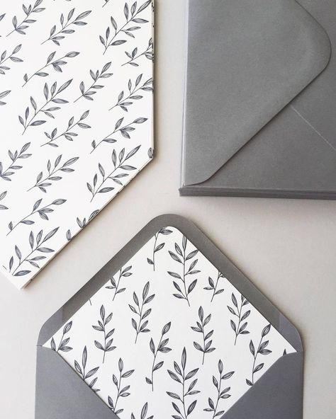 Today I was mostly lining envelopes. Charcoal grey leaves on ivory in grey envelopes. Gooseberry Moon, Classic Serif Fonts, Birthday Card Drawing, Free Printable Tags, Art Charcoal, Creative Wedding Invitations, Wedding Stationery Design, Envelope Art, Origami Box