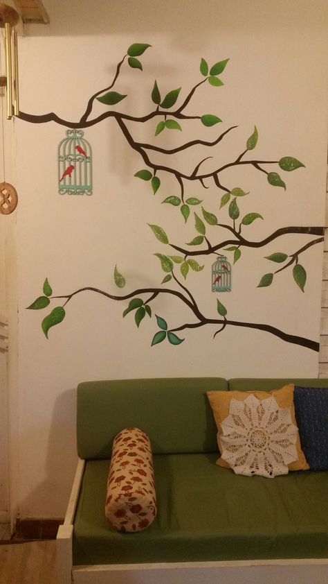 Wall Painting Ideas Corner, Wall Paint Designs Creative, Simple Wall Design, Cute Wall Painting, Easy Wall Painting, Wall Painting Designs, Wall Painting Ideas Creative, Simple Wall Paintings, Wall Painting Ideas