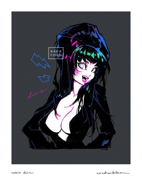 Elvira Mistress Of The Dark, Zoo Wee Mama, Cute Art Styles, Female Character Design, Gothic Art, Cool Cartoons, Freelance Illustrator, Funky Art, A Drawing