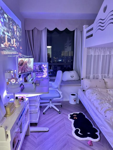 Anime Bedroom Ideas, Games Room Inspiration, Cool Room Designs, Gamer Room Decor, House Remodeling, Cute Bedroom Ideas, Room Redesign, Anime Room, Gaming Room Setup