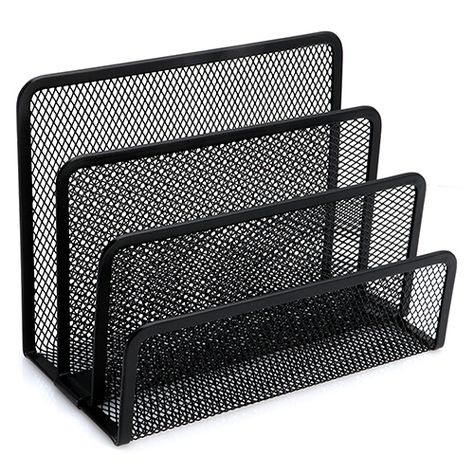 Black Mesh Letter Sorter Mail Business Document Tray Desk Office File Organiser Holder Desktop Mail Organizer, Desk File Organizer, Letter Sorter, Desktop File Organizer, Office Supply Storage, Address Books, Office Files, Iron Storage, Bill Organization