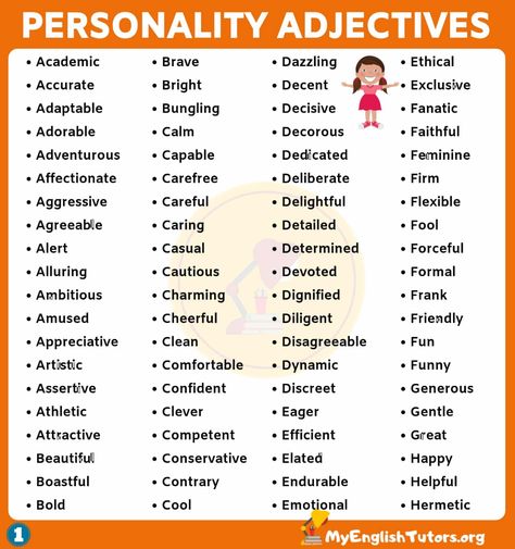 Character Adjectives, Adjectives To Describe Personality, Adjectives In English, Personality Adjectives, Adjective Words, List Of Adjectives, English Adjectives, Data Visualisation, Educational Infographic